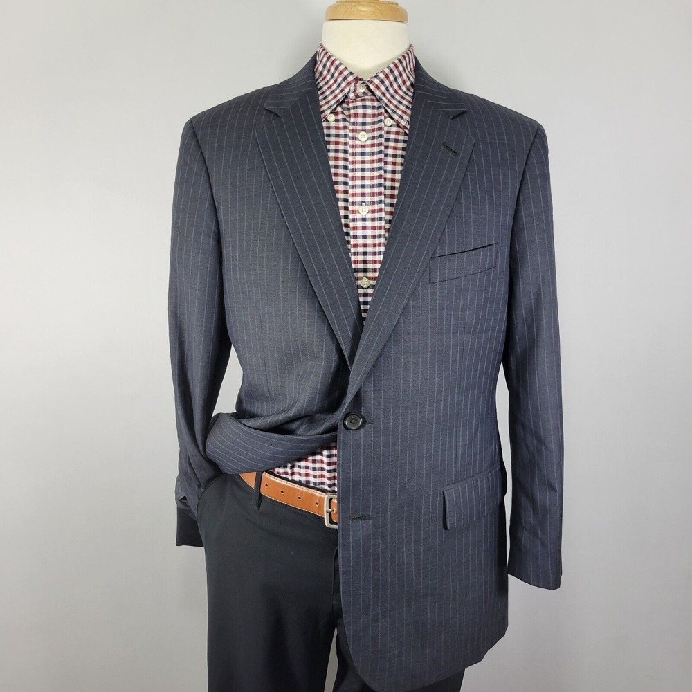 Brooks Brothers 346 Men's Sport Coat Two Button Gray Bluish Striped Madison‎ 43R
